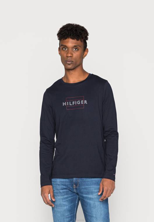 דגל ליניארי טי חולצה עם שרוולים ארוכים NX204675 שמיים מדבריים Tommy Hilfiger