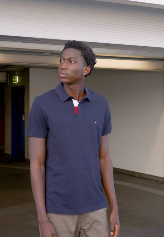 חולצת פולו רגילה עם כיס NX204695 ימי Tommy Hilfiger