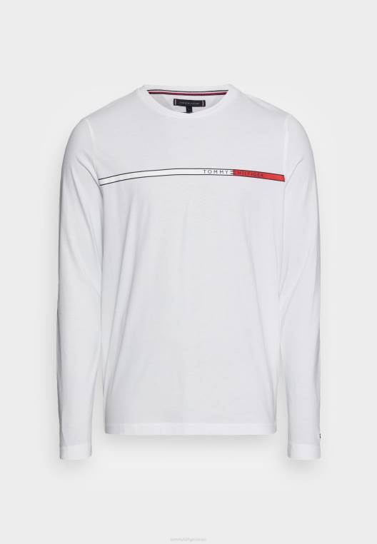 חולצה בעלת שרוולים ארוכים בחזה דו גווני NX204697 לבן Tommy Hilfiger
