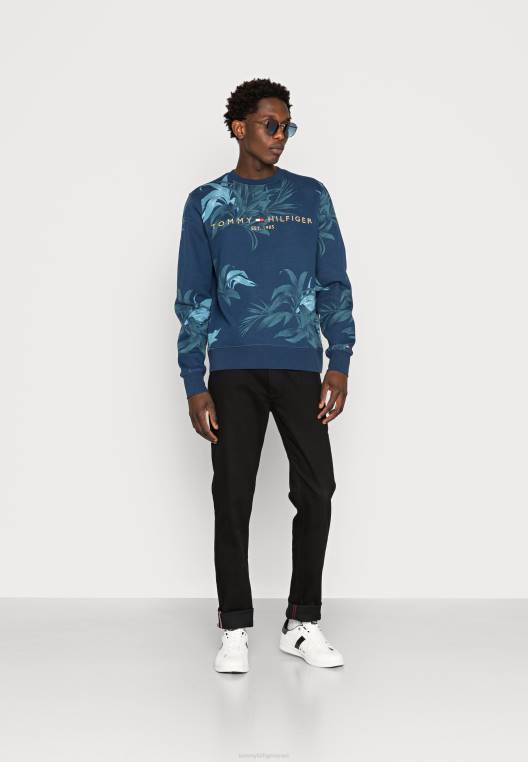 סווטשירט עם צווארון צווארון דקל פרחוני NX204735 שמיים מדבריים/רב Tommy Hilfiger