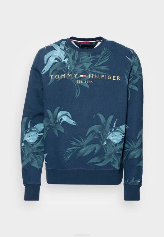 סווטשירט עם צווארון צווארון דקל פרחוני NX204735 שמיים מדבריים/רב Tommy Hilfiger