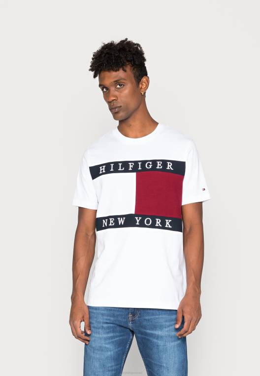 חולצת טי בהדפס דגל מבנה NX204741 לבן Tommy Hilfiger