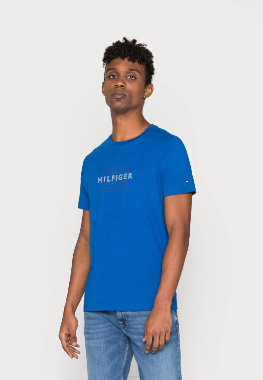 חולצת טי בהדפס דגל ליניארי NX204778 אי יווני כחול Tommy Hilfiger