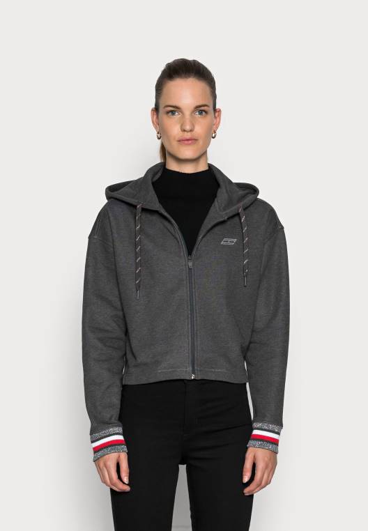 סווטשירט רגיל עם רוכסן קפוצ'ון NX204781 אברש אפור כהה Tommy Hilfiger