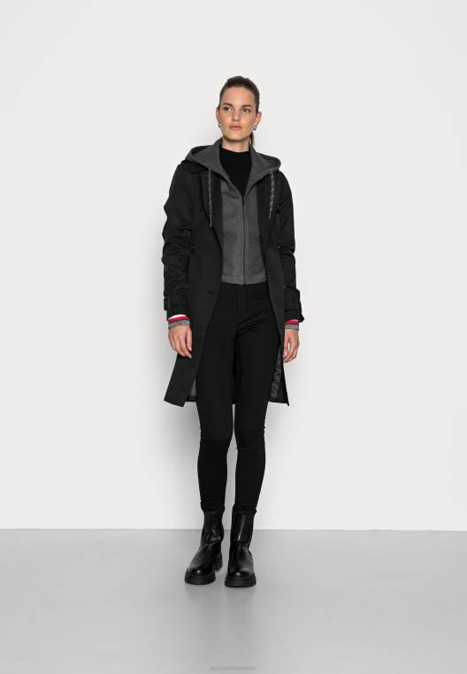 סווטשירט רגיל עם רוכסן קפוצ'ון NX204781 אברש אפור כהה Tommy Hilfiger