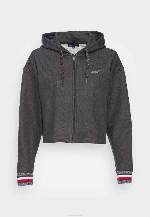 סווטשירט רגיל עם רוכסן קפוצ'ון NX204781 אברש אפור כהה Tommy Hilfiger