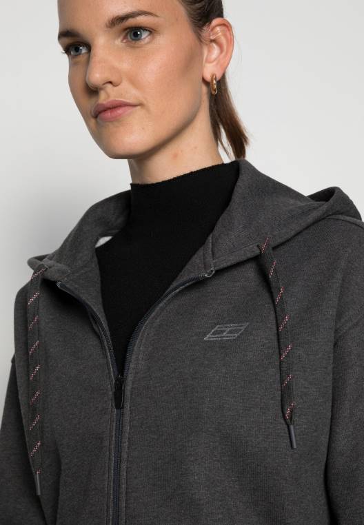 סווטשירט רגיל עם רוכסן קפוצ'ון NX204781 אברש אפור כהה Tommy Hilfiger