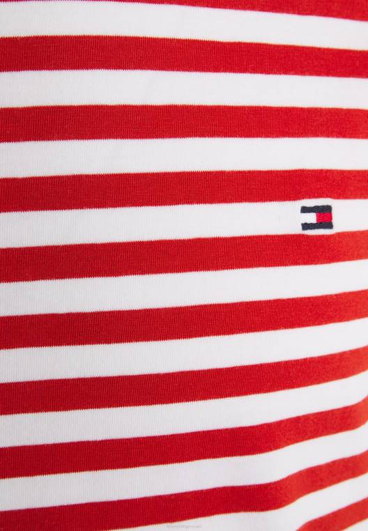 חולצת טריקו בסיסית NX204815 צינבר אדום/לבן Tommy Hilfiger