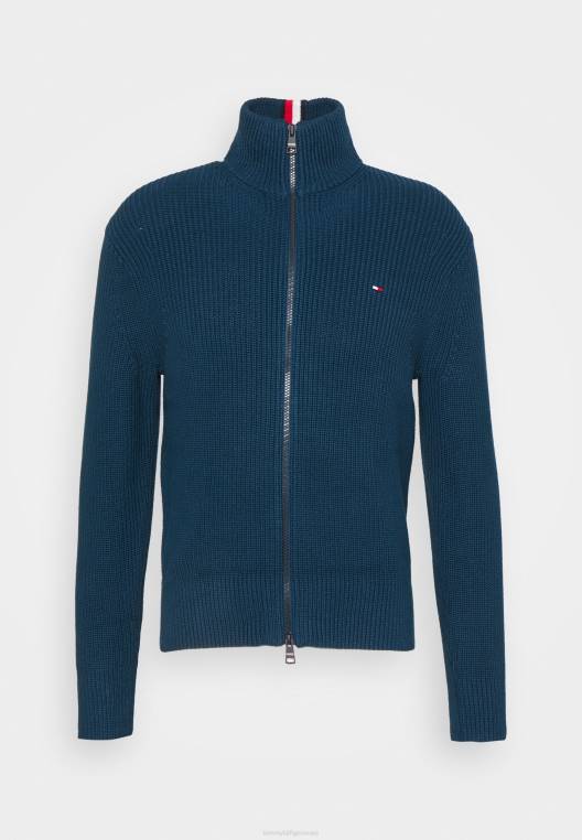 קרדיגן עם רוכסן במרקם NX204837 שפת אגם חשוך Tommy Hilfiger