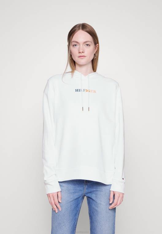סווטשירט קפוצ'ון NX204840 לבן Tommy Hilfiger