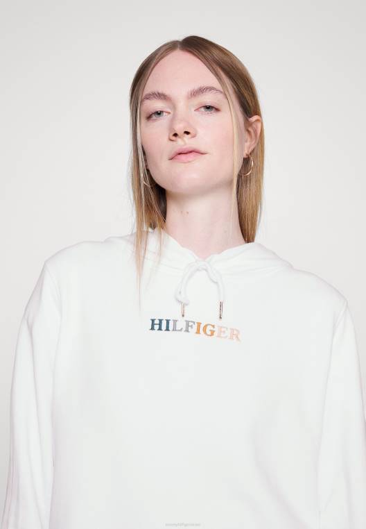 סווטשירט קפוצ'ון NX204840 לבן Tommy Hilfiger
