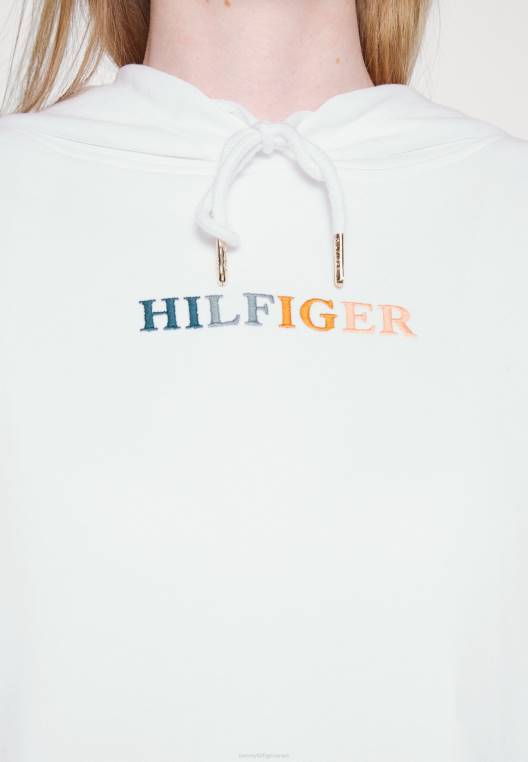 סווטשירט קפוצ'ון NX204840 לבן Tommy Hilfiger
