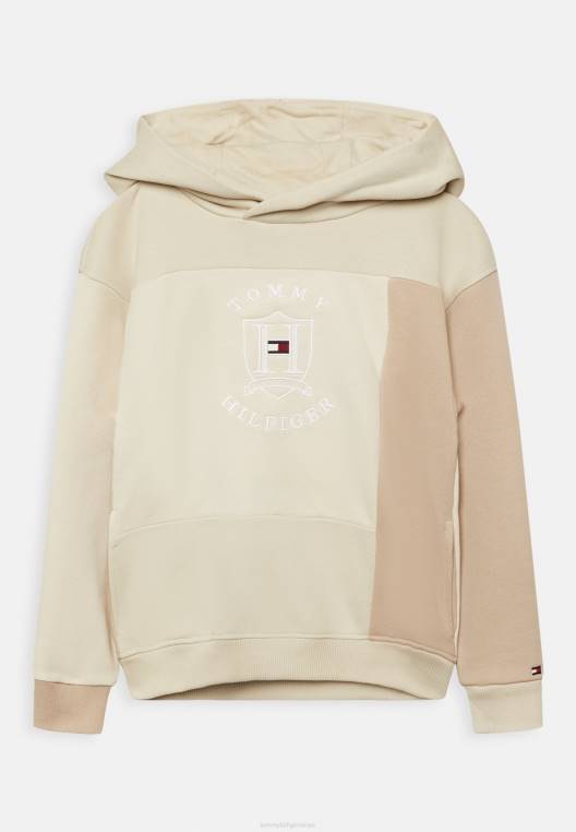 סווטשירט קפוצ'ון סמל פאנל חתוך NX204845 חול סוואנה Tommy Hilfiger