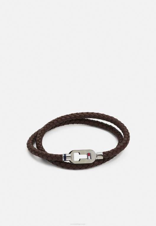 צמיד משפחתי מינימליסטי NX204857 בצבע חום/כסף Tommy Hilfiger