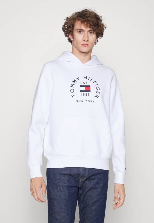 סווטשירט קפוצ'ון דגל NX204931 לבן Tommy Hilfiger