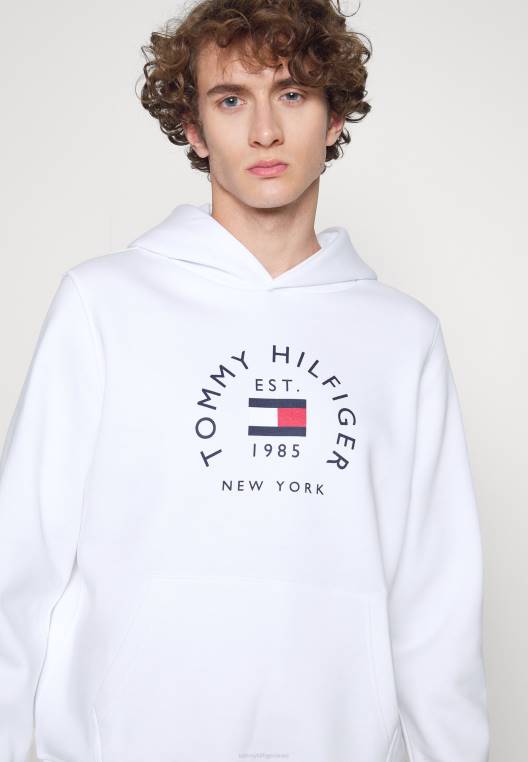 סווטשירט קפוצ'ון דגל NX204931 לבן Tommy Hilfiger