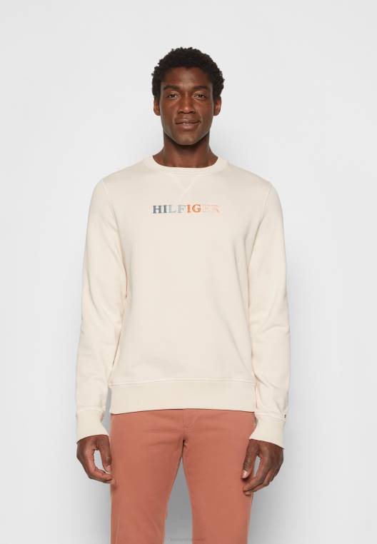 סווטשירט צווארון עם תפר ניגודי NX205093 נוצה לבן Tommy Hilfiger