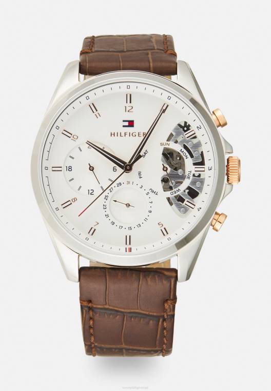 שעון כרונוגרף בייקר NX205103 חום לבן Tommy Hilfiger