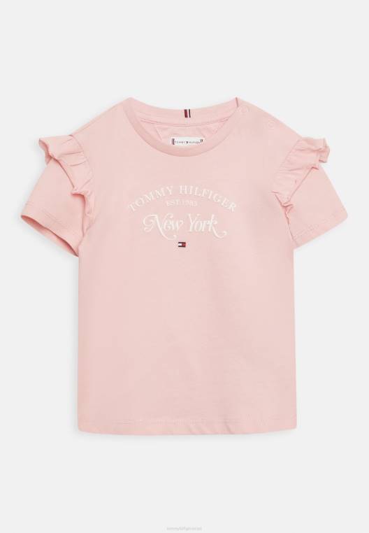 חולצת טריקו עם הדפסי טיז עם סרפט NX205105 גוון ורוד Tommy Hilfiger