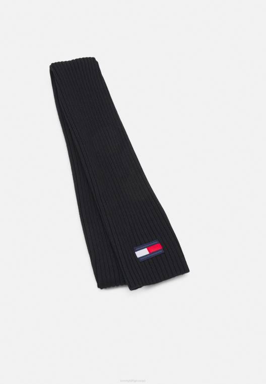 צעיף דגל גדול צעיף לשני המינים NX205142 שָׁחוֹר Tommy Hilfiger