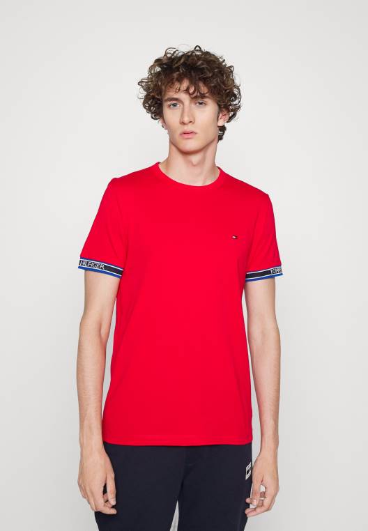 חולצת טריקו בהדפס טי עם קצה חפת NX205235 אדום ראשוני Tommy Hilfiger