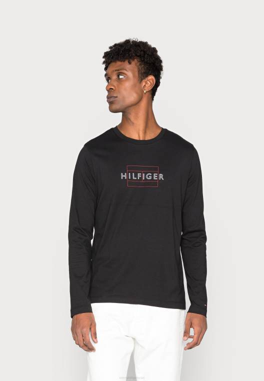 דגל ליניארי טי חולצה עם שרוולים ארוכים NX205238 שָׁחוֹר Tommy Hilfiger