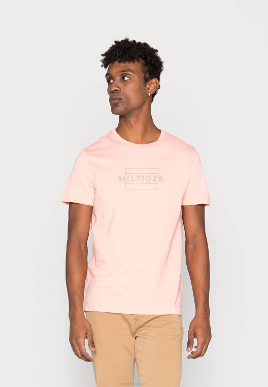 חולצת טי בהדפס דגל ליניארי NX205245 אפרסק שקיעה Tommy Hilfiger