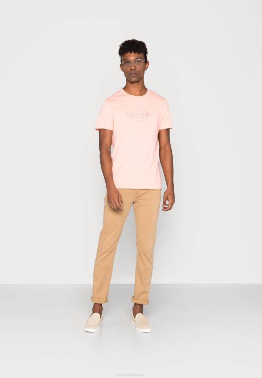 חולצת טי בהדפס דגל ליניארי NX205245 אפרסק שקיעה Tommy Hilfiger