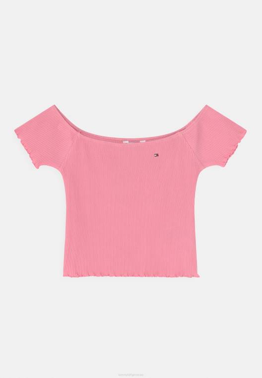 חולצת טריקו בהדפס אוף כתף NX205264 ורוד טרי Tommy Hilfiger