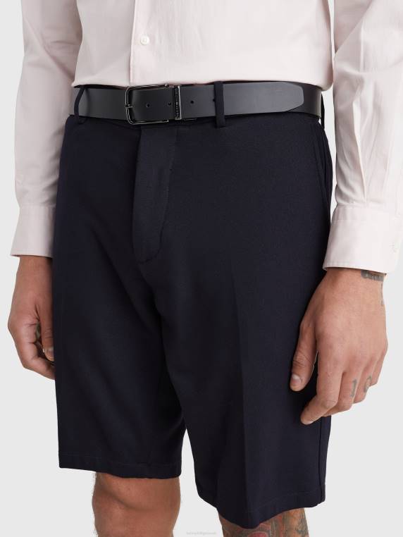 חגורת דגל עור טכנולוגית הפיכה NX20527 שחור/שחור מונו Tommy Hilfiger