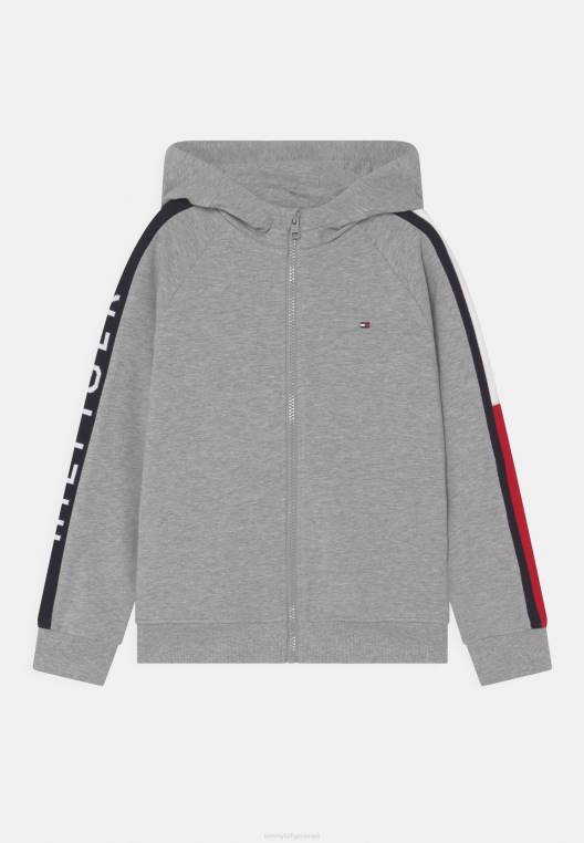 סווטשירט יוניסקס עם רוכסן ברדס עם קפוצ'ון NX205287 אברש אפור בהיר Tommy Hilfiger