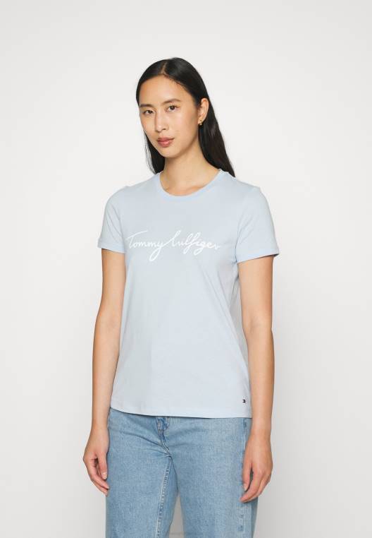 חולצת טריקו גרפית עם צווארון צווארון בהדפס טי NX205295 כחול מבריז Tommy Hilfiger