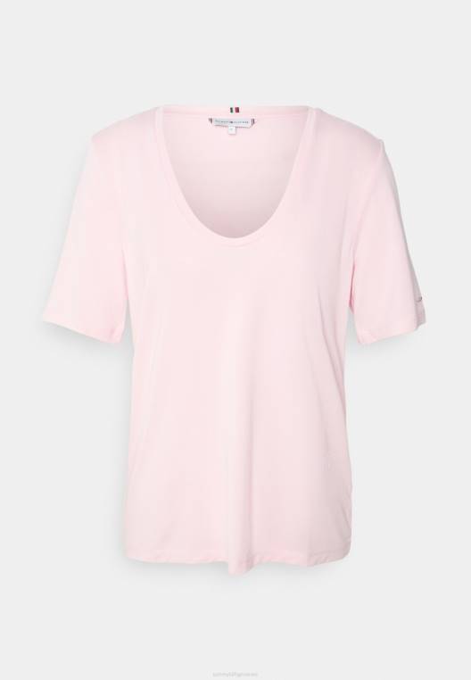 חולצת טריקו בסיסית רגועה סקופ NX205316 ורוד פסטל Tommy Hilfiger