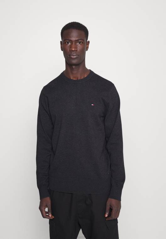 סוודר עם צווארון צווארון NX205350 אברש אפור כהה Tommy Hilfiger