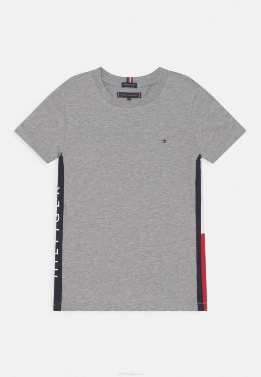 חולצת טי עם הדפס דגל NX205415 אברש אפור בהיר Tommy Hilfiger