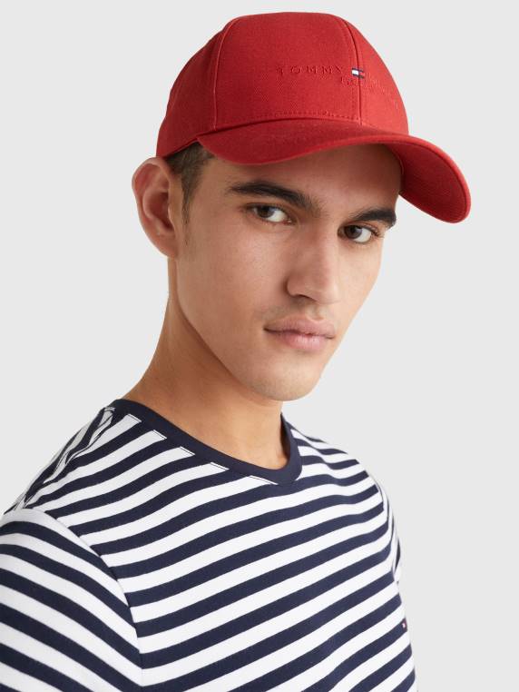 כובע בייסבול רקמת לוגו הקים NX20541 אדום צינבר Tommy Hilfiger