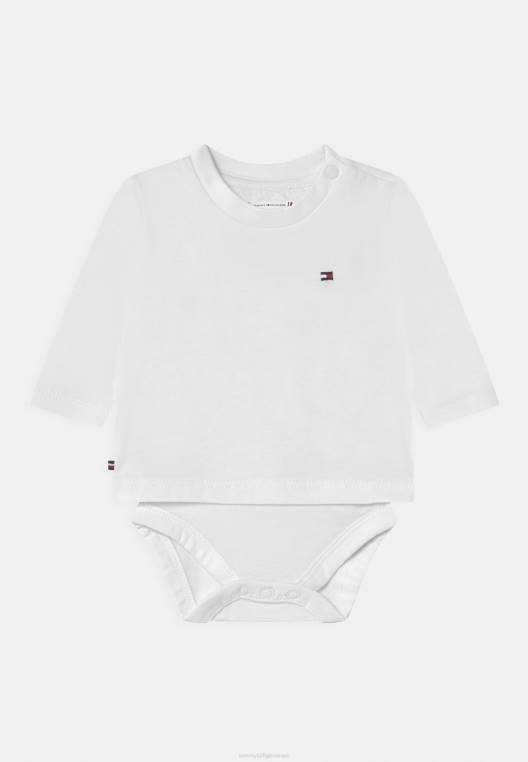 חולצת טי מוצקה לתינוק יוניסקס בסיסית NX205442 לבן Tommy Hilfiger