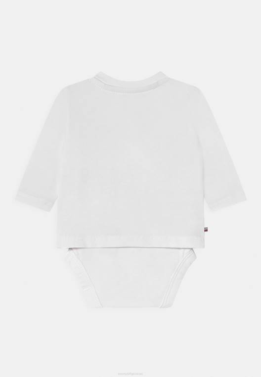חולצת טי מוצקה לתינוק יוניסקס בסיסית NX205442 לבן Tommy Hilfiger