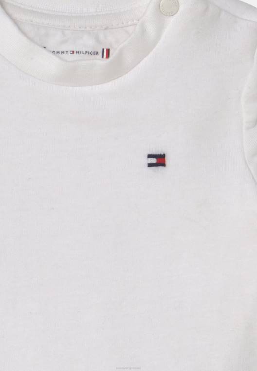 חולצת טי מוצקה לתינוק יוניסקס בסיסית NX205442 לבן Tommy Hilfiger