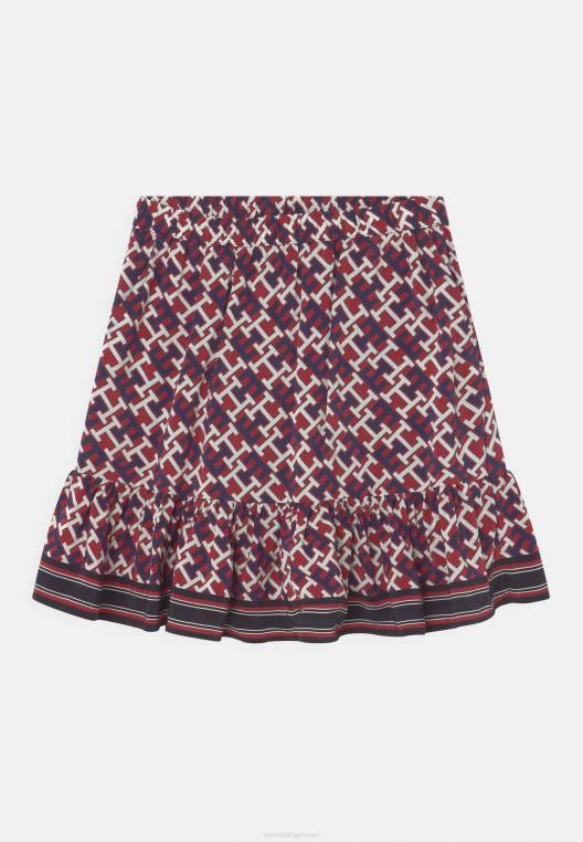 חצאית קו א-מונוגרמה NX205463 אָדוֹם Tommy Hilfiger