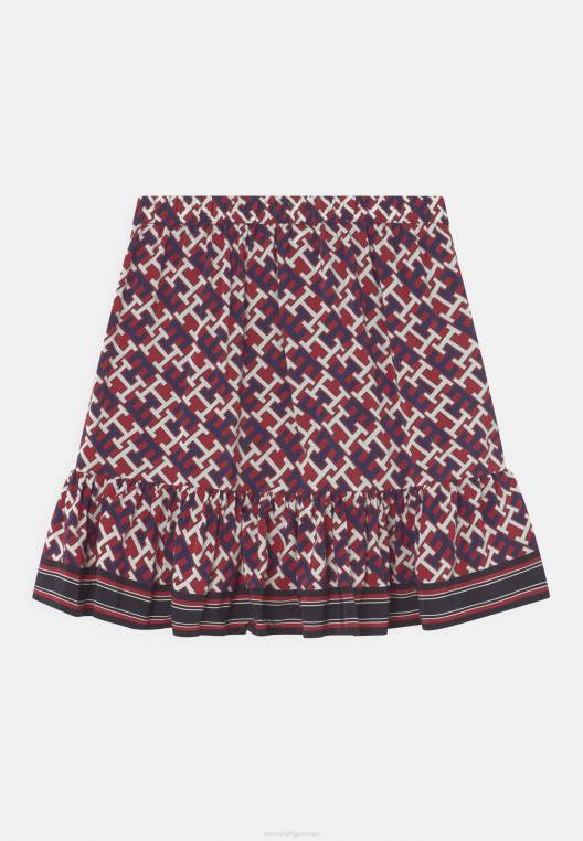 חצאית קו א-מונוגרמה NX205463 אָדוֹם Tommy Hilfiger