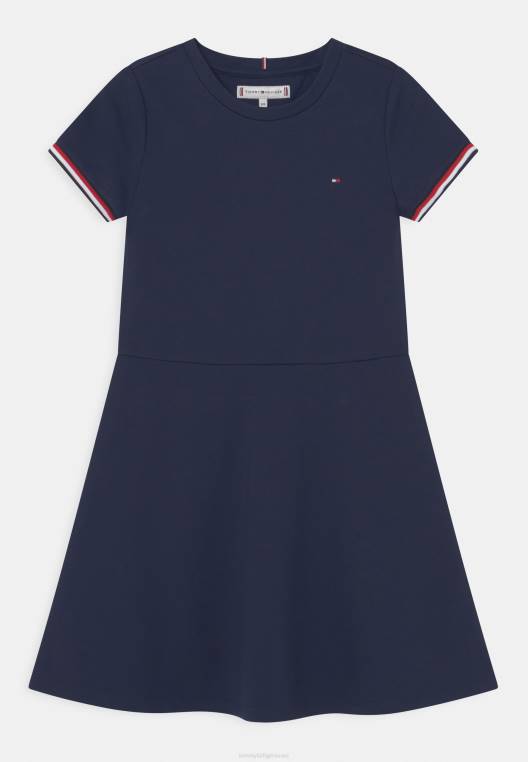 שמלת ג'רסי שמלת פסים גלובלית NX205465 צי הדמדומים Tommy Hilfiger