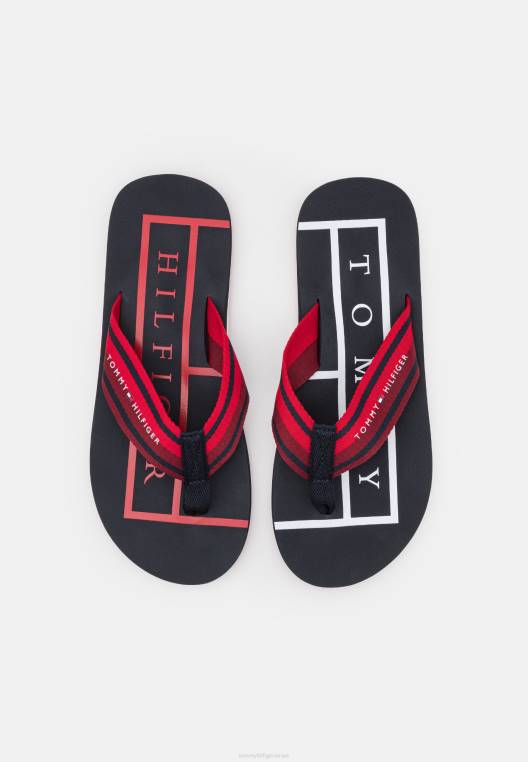 רצועות סנדלי טי בר על החוף NX205491 אדום ראשוני Tommy Hilfiger