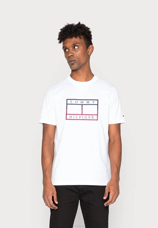 חולצת טריקו עם דגל ליניארי בהדפס טי NX205506 לבן Tommy Hilfiger