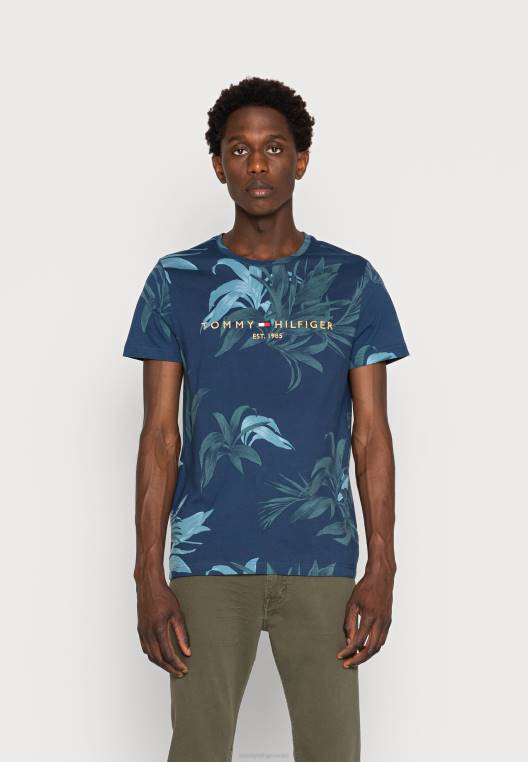 חולצת טי עם הדפס לוגו פרחוני של דקל NX205538 שמיים מדבריים/רב Tommy Hilfiger