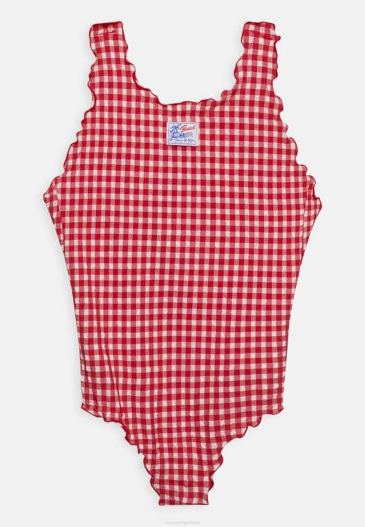 בגד ים מחלק אחד NX205565 ג'ינגהם ראשוני אדום ולבן Tommy Hilfiger