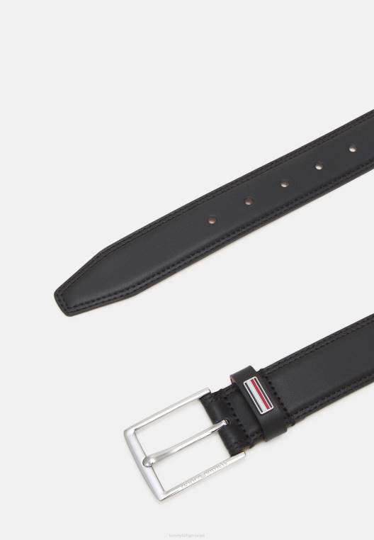 חגורת עסקים NX205567 שחור חלק Tommy Hilfiger