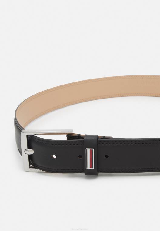 חגורת עסקים NX205567 שחור חלק Tommy Hilfiger