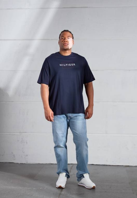 חולצת טי בהדפס דגל ליניארי NX205568 שמיים מדבריים Tommy Hilfiger