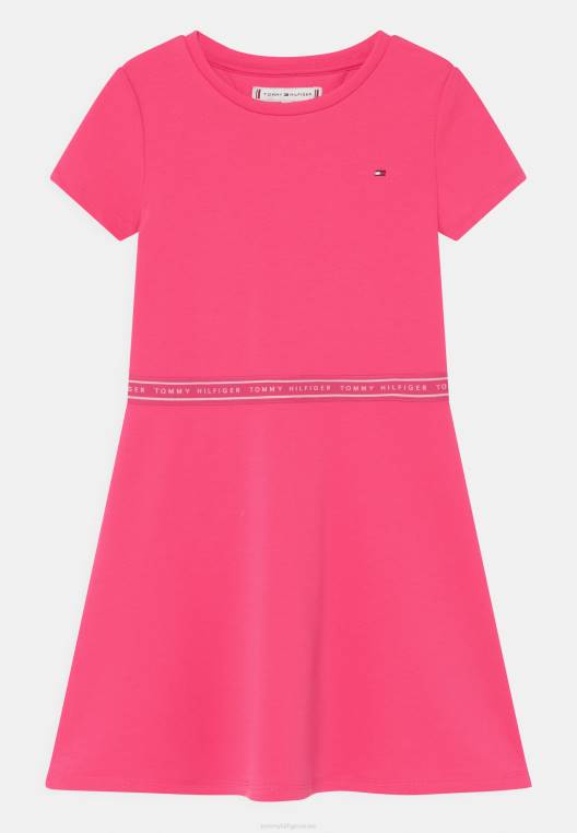 שמלת ג'רסי שמלת טייפ פונטו סקייטר NX205585 התראה ורודה Tommy Hilfiger